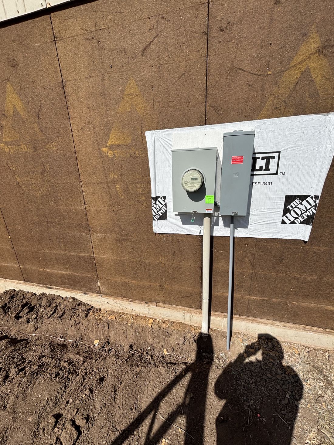 New electrical service and disconnect mounted during new construction